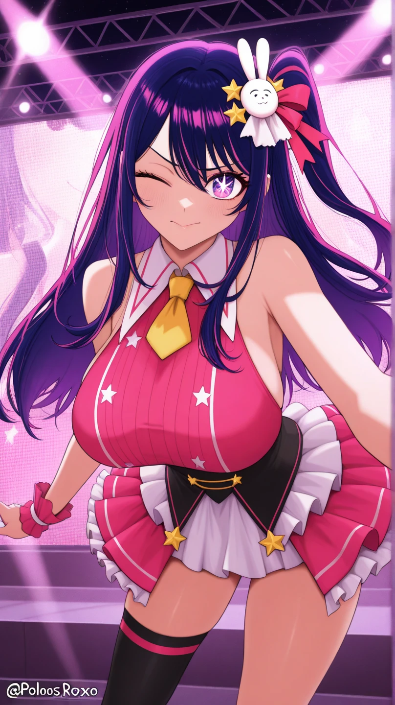 1girl in, Solo, Floral background, Black hair, Long hair, Red Eyes, Large breasts, (Red armband), School, crass room, Solo, Bare shoulder, Pink PVC costume, (Pink PVC Serafuku:1.3), (pink pvc pleated skirt), Pink PVC Elbow Gloves, Pink PVC Thigh Boots, (garter strap:1.2),
Smile, (Oily skin:1.3), (Shiny hair:1.2), (shiny glossy skin:1.2),