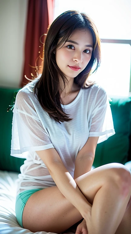 Dark brown hair、Light brown eyes、Japanese actress、Lady、I am about 40 years old..、(私ntricate details:1.2)、(Which is the top????:1.4)、 (Ultra-high resolution:1.2)、Ultra-high resolution、(Finely tuned)、(Detailed facial features)、8K resolution、D cup size breasts、Long Hair、Large windows、Extravagant space、relax、、,Full body photo、Head to toe shot、Beautiful legs、Beautiful legs、bright and fresh bedroom、she, household items, (plant:0.8), Fashion Hub, Very detailed, Very detailed, Realistic, Hourglass Shaped Body, Obscene pose,、、私 cry a lot、tears、person on the left、relaxした表情、Pose of Weakness、(auraroid photo:1.2)、From outside the window、A masterpiece of transparent painting、8k、32k、highest quality、(Details of both eyes)、1 girl、elegant、(Loose knit camisole、white :1.4)、Hilarious、Looking into the camera、summer、Bent over,bend over,(Undressing Pose、While taking off clothes)、