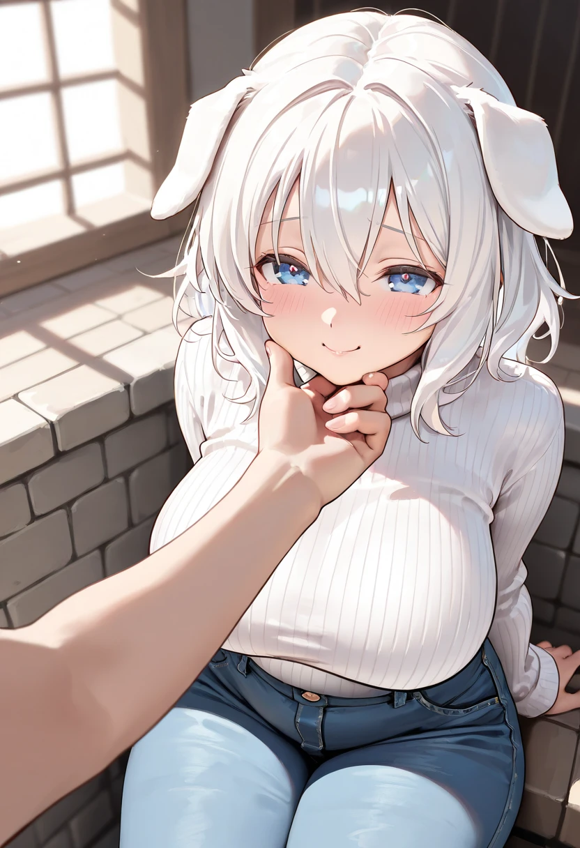 ((masterpiece, best quality)), high resolution,ultra detailed,8k,16k,detailed background, perfect lighting,detailed beautiful eyes,1girl,nsfw,embarrassed,blush,look at viewer,steam,sweat,aroused,seductive eye,(from above,from front:1.2), (pov:1.3),face focus,fisheye lens,1boy,1penis,(oralsex),(deep fellatio:1.4),(deepthroat:1.3),:>=,(penis in mouth),cum in mouth,hetero,plana,white hair,long hair,black hairband,white ribbon,braid,fair skin,(flat chest),(short body,slender,short stature,narrow sholders,7years old,over size head:1.1),class room,black sailor,half closed eyes