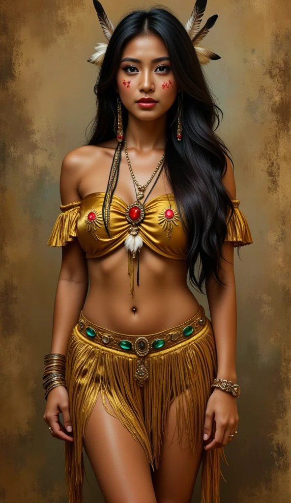there is a woman in a hat and a bikini, epic 3 d oshun, leaked photo, with brown skin, she has olive brown skin, brown skin, dark skin, ( ( dark skin ) ), leaked image, brazilan supermodel, stunning african princess, african domme mistress, gorgeous jungle ranger, black skin!!!, dark skinned