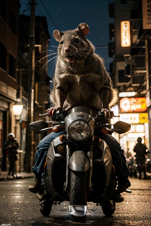Browsing Caution, Highest quality, masterpiece, Ultra-high resolution, (Realistic:1.3), 8K, RAW Photos, Riding on motorcycle女性, One girl, Wearing racing clothes, modeling, Playful, modeling, Futuristic, neon, At night, Atmospheric, Riding on motorcycle,