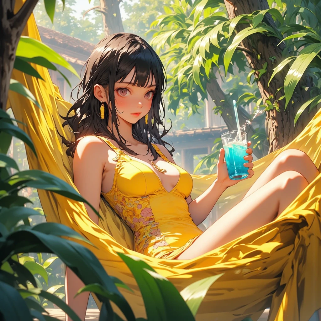 A beautiful young Burmese woman bathing with a cup, Cabello lacio medio largo, Vista lateral baja, 1 girl, trasero grande, Pecho grande, Usar toalla mojada, Mirando al espectador, cara descarada, ojos medio bajos, con pendientes de oro, Collar de oro, Cadena de mano de oro, bonitas tetas, Illumination through the leaves of the trees,a Burmese young beautiful girl showering with cup, half long straight hair, low side view, 1 girl, big butt, big breast, wearing wet towel, looking the viewer, shamelessly face, half low eyes, wearing gold earrings, gold necklace, gold hand chain, nice tits, lighting through tree's leaves,