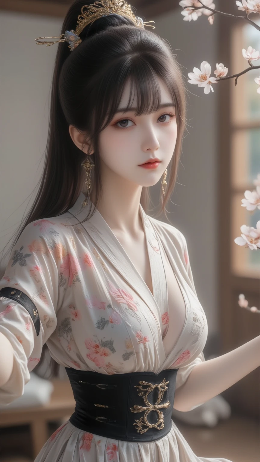 Wearing a cherry blossom-colored kimono, whole body, Very detailed, 21 years old, Innocent face, Naturally Wavy Hair, High resolution, masterpiece, 最high quality, Intricate details, Very detailed, Clear focus, Delicate skin, practical skin texture, texture, Delicate eyes, Professional, 4K, Cute Smile, Shot with Canon, 85mm, Shallow and deep, Kodak Vision Color, Exactly, Very detailedな, photograph_\(Extremist\), photographpractical, practical, Post-processing, Maximum details, Roughness, Real Life, Extremist practical, Photorealism, photographgraphy, 8kウルトラHD, photographgraphy, (最high quality、Tabletop、8k、Best image quality、Award-winning works)、Sleeveless, (Red eyeshadow:1.2)、Perfect Makeup、Long eyelashes、Ultra-high definition sparkling eyes、Ultra HD Hair、ultra High resolution glossy lips、Super High resolution perfect teeth、Super High resolution cute face、Black Hair、(Very short straight hair:1.1)、Look at me and smile、[clavicle]、Accurate anatomy、With bangs、超High resolutionのShine肌、The most detailed face、Ultra High resolution detailed faces、ultra High resolution hair、Fashion model, 25 years old, [[[[chest]]]], [[[[head]]], [shoulder]]]]], Perfect Eyes, Perfect Iris, Perfect Lips, Perfect Teeth, Perfect Skin, Soft Front Light, Shine, High resolution, (Soft colors: 1.2), Best Quality, a photographrealistic portrait of a stunningly beautiful woman without make-up, Very detailedな light hazel eyes, Symmetrical, realistic face with great detail, Very detailedな natural texture, Peach fuzz, Messy Hair, masterpiece, Absurd, award winning photograph by lee jeffries, nikon d850 film stock photographgraph, Kodak Portra 400 Camera F1.6 Lenses, Very detailedな, wonderful, The finer details, Rich colors, hyper realistic lifelike texture, Dramatic lighting, Unreal Engine, Trending on Art Station, Cinestill 800 Tungsten, Looking at the audience, photograph realistic, RAW photograph, Tanvir Tamim, high quality, High resolution, Sharp focus, Very detailedな, Cinema Lighting, 8k uhd, Kneel, 