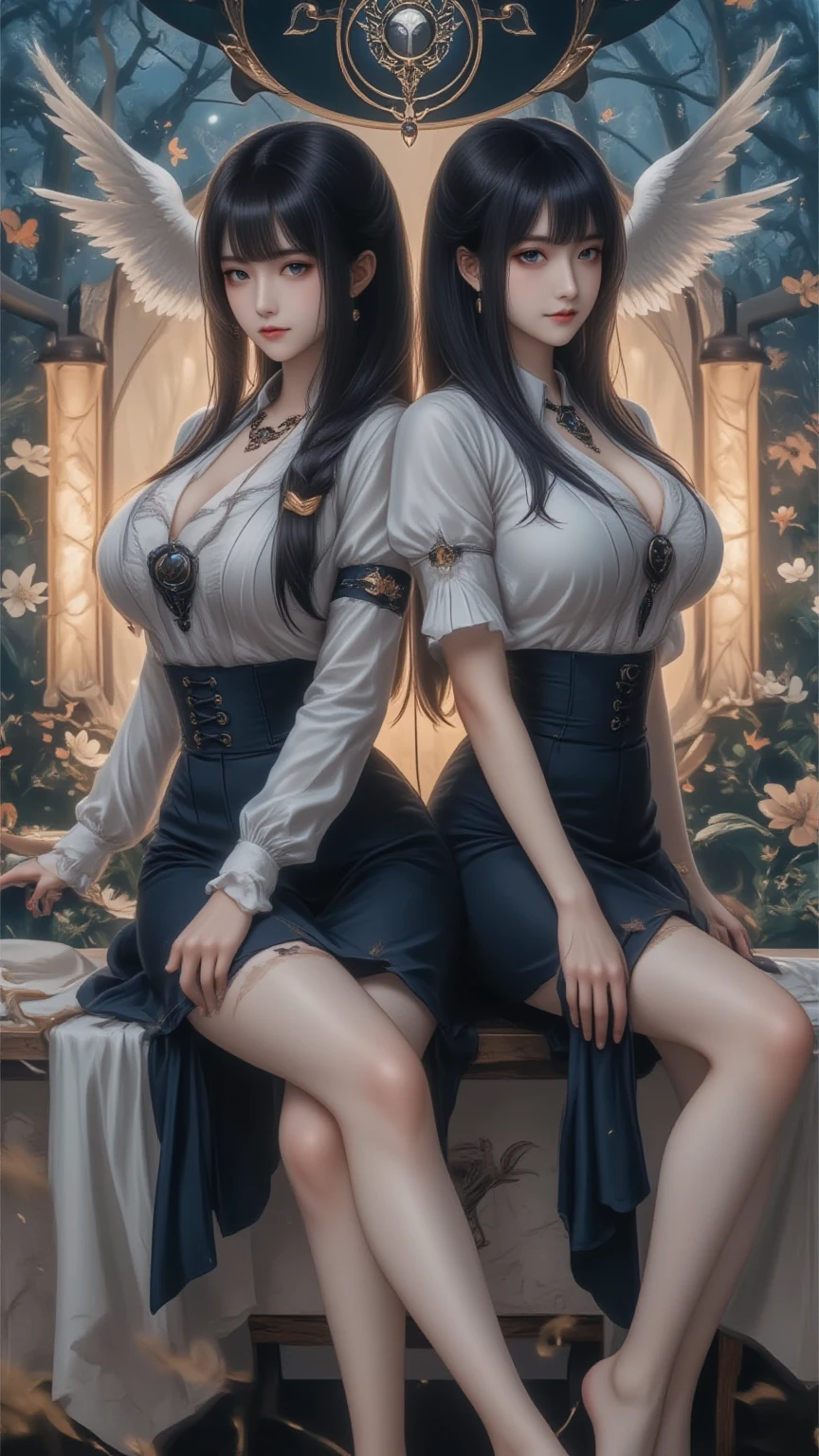 (masterpiece), best quality, expressive eyes, perfect face, completely nude, curvy, busty, hairy, vagina, huge breasts, milf, blue hair, red hair, orange hair, brown hair, areolae, naked, big tits, wide hips, goth, pubic hair,