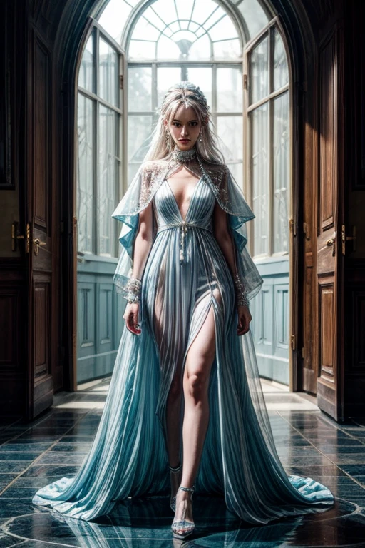 8k, (full body shot:1.4), 20-year-old swedish girl, raw, Beautiful woman, (straight gray hair), (intricate sheer transparent translucent clothes, barely clothed, intricate, beautifull face, elegant dress, highly detailed, shyness), intricate, beautifull face, elegant, highly detailed, digital hyperrealistic photography, hyperrealistic photography filigree, shyness, most beautyfull face, (masterpiece, sidelighting, (finely detailed beautifull blue eyes: 1.2)),