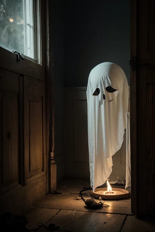 A ghostlyition appearing in a mirror, reflecting a chilling presence.hyperrealistic,cinematic,8k