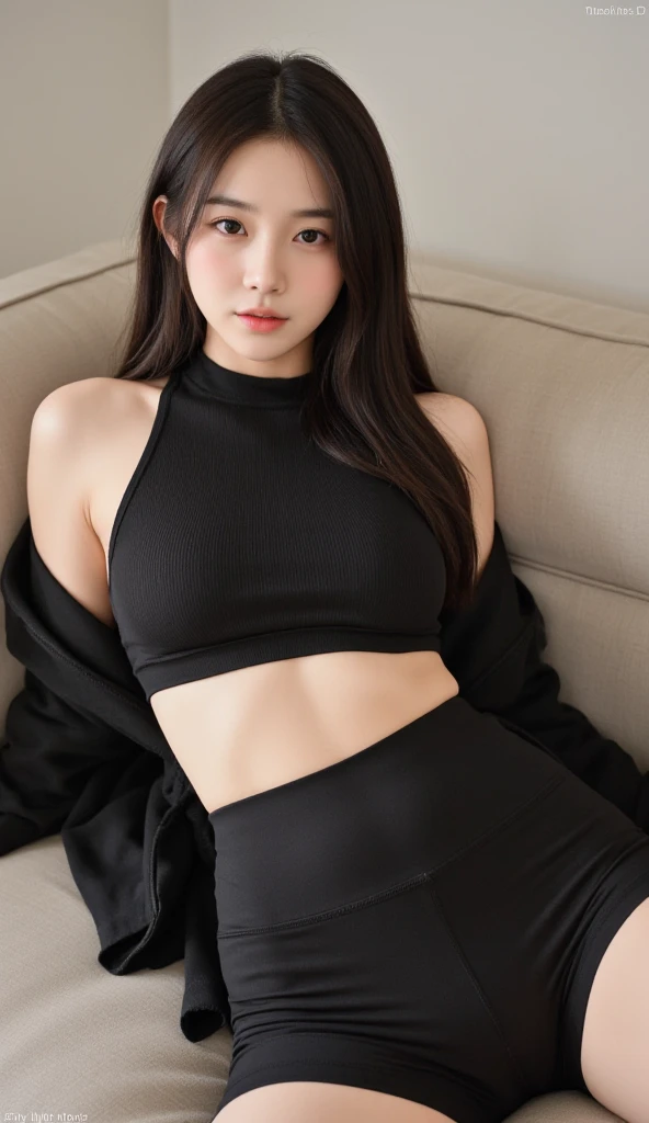 (((masterpiece))),(((high resolution)))、((beautiful woman))、(((Korean beauty)))、((beautiful woman))、(cute)、(((black knit)))、turtleneck、((mini skirt))、night、big breasts、Plump、embarrassed expression、looking at me、whole body、thighs、knees
