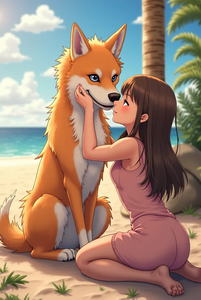 Ahegao, DOGGY STYLE、, Sex with a big black dog, Intense sex, Ahegao, Open mouth and drooling, Big Breasts, Sweating profusely, vagina , nude, bestiality, night, forest, ((vaginaから溢れる精液)), Injection of breast milk, heart pattern in eyes,