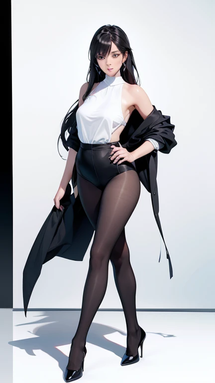 ((highest quality)), ((masterpiece)), (be familiar with), Perfect Face, Sexy, 50 years old, Japanese,  Super big , Large areola, Erect nipples, Round Small face, Big Nose, Slit eyes, Cat-like eyes, , Big Ass, Upper body portrait, Tank top, Thin fabric hot pants,bra, Wavy Short Hair,