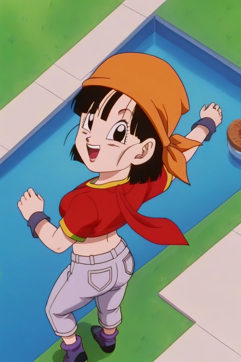 fountain_cheered up, score_9, score_8_above, score_7_above, cheered up screencap,8k, absurd res,
Pan \(dragon ball\), 1 girl, Alone, SMILE, Open mouth, hits, happy, Grass, black fur, field, clavicle, aboveper body, :d, dientes, blunt hits, outdoors, black eyes, arm above, eyelashes, aboveper dientes only, happy, gold trim, in front of the viewer, close-above, bandana, retro artStyle, , 1990s \(Style\), orange bandana, language, raised eyebrows, arms above, short hair, naked, sexy body, ass medium, tits medium, sexy ass, medium breasts, sex anal