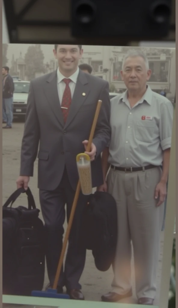 Create an image of a traveler arriving at Tokyo Airport in 1954.. and shows the passport to the customs agents.