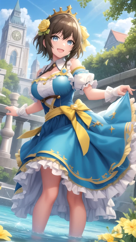 gran calidad ++ Extremely detailed high resolusionolution, very aesthetic, ojos expresivos, (((Cara perfecta))), (((face symmetrical))), ((good anatomy)), (((manos perfectas))), (((8k))), UHD, Fondo de pantalla HD, (((alta calidra detallada, (((((1girl)))))), solamente, Obra maestra, La mejor calidad, high resolusion, Altamente detallado, (illustration), hermosos ojos detallados, ((((cuerpo completo)))), (((((Rikkasama))))), (((Gold jewelry on it))), (((gold ornaments on the dress))), ((((Sun illuminating the place)))), (((divine wrath))), (((attack with magic))), ((((smile)))), (((((mature female))))), (((strapless tube dresature female))), ((((((gigantic breasts)))))), (((orejas blancas de pony))), (((long dark green white wavy hair))), ((sided bang)), (((Moderate heliotrope eyes))), (((Moderate heliotrope eye shadow))), (((((victorian dress))))), (((((Victorian skirt))))), (((((long white and pink wavy dress))))), (((((royal dress))))), (((Dedos detallados))), (((Smile))), (((asymmetrical body))), (((asymmetrical hair))), (((asymmetrical clothes))), Dedos precisos, strange eye, (((golden throne))), (((sitting on a throne))),