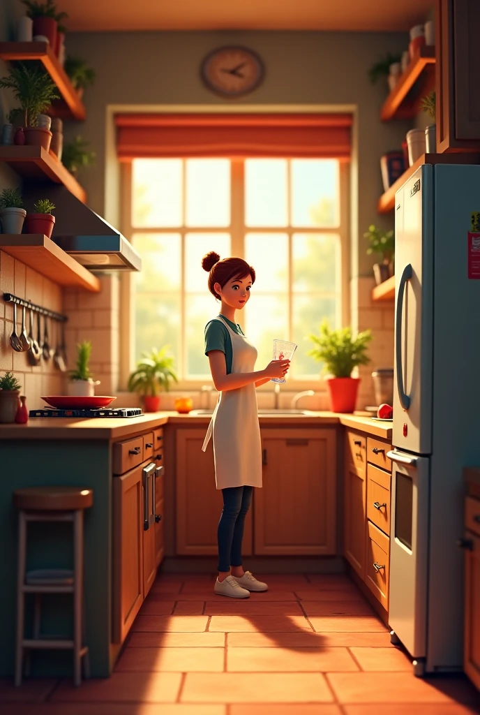 Daily life limage with a nice house , kitchen working with live ng room