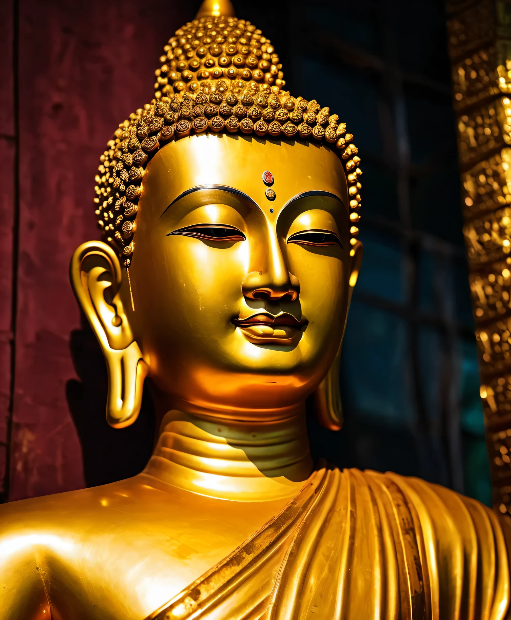 Close-up of a statue of a man with raised hands, a Buddhist Buddha, Buddha, Buddhism, Buddhist, Beautiful image, buddhist art, Serene expression, peaceful expression, attractive male deity, enlightening, enlightening, screensaver, 4 0 9 6, inspiring, wallpaper - 1 0 2 4, stoic pose, solemn gesture, On the road to enlightenment,8K quality,hyper HD --auto