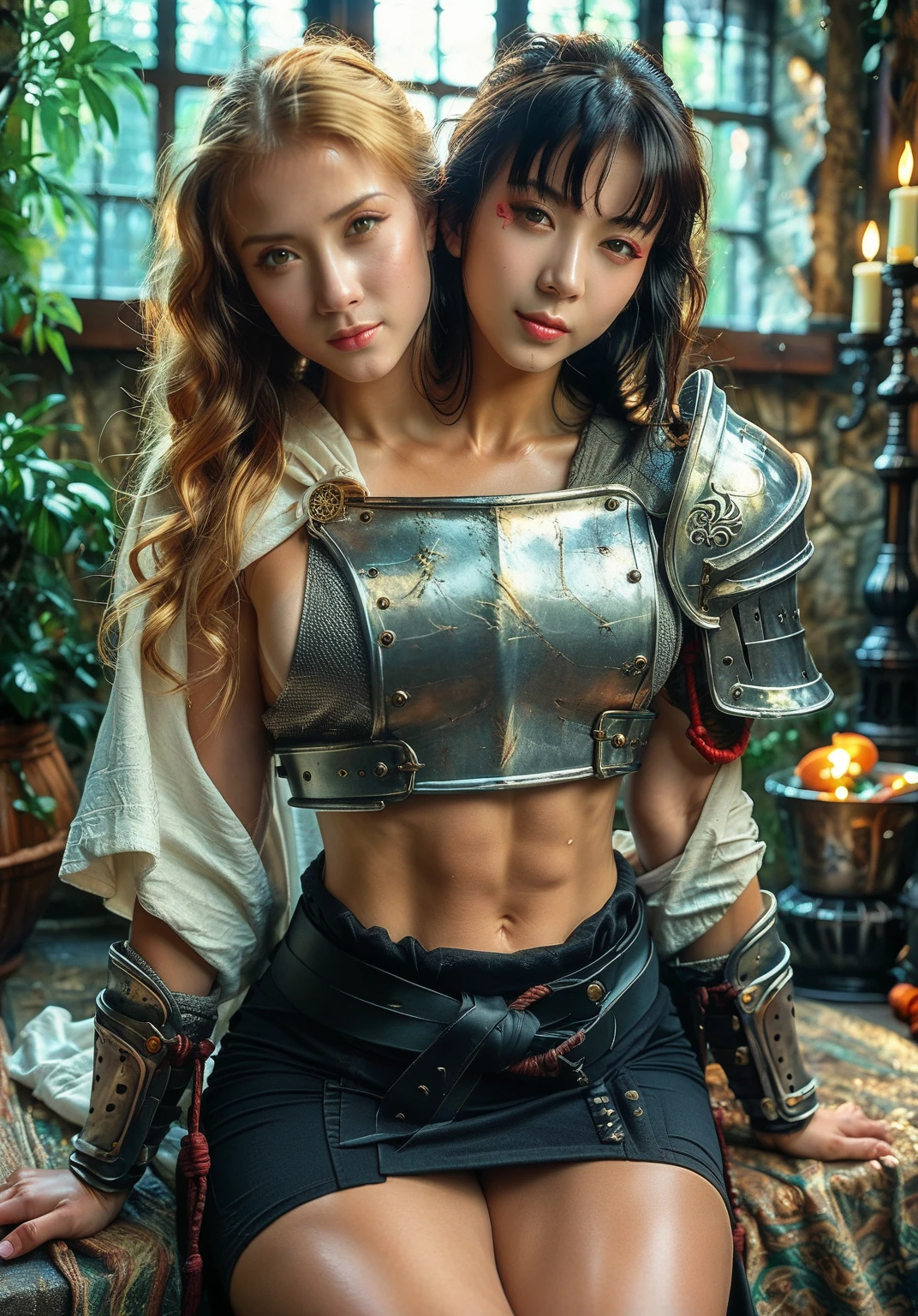 (One Knight Girl)、top-quality、masterpiece、超A high resolution、(Photorealsitic:1.4)、Raw photo、女の子1人、(Wear the Dark Knight's Armor)、(((heavy breasts))),glowy skin、(Random hair),(((Micro Bikini Armor)))、Fight with beautiful swords and shields、(((Mystical expression))),(((Have a gorgeous and long magic wand))),(Gorgeous gold metal body)、(Fight goblins、ogre、Fierce battle with orcs),(Fighting strong enemies)、Fight fiercely、(Background of decaying dungeon ruins)、(Ultimate Beauty)、(Detailed knight's helmet)、(Fighting Demonic Beasts)、()、((super realistic details))、portlate、(Strong giant demon beast background),globalillumination、Shadow、octan render、8K、ultrasharp、Colossal tits、Raw skin is exposed in cleavage、metals、Details of complex ornaments、Japan details、highly intricate detail、Realistic light、(Mystical expression),CGSoation Trends、Red Eyes、radiant eyes、Facing the camera)、Gundam、Small LED、Toostock、(Background of the mutation)、(Attack of the Monster Beasts)、Ultimate Beauty、beautiful female knight、Wear colorful armor、Detailed sword、(Wearing legendary armor)、