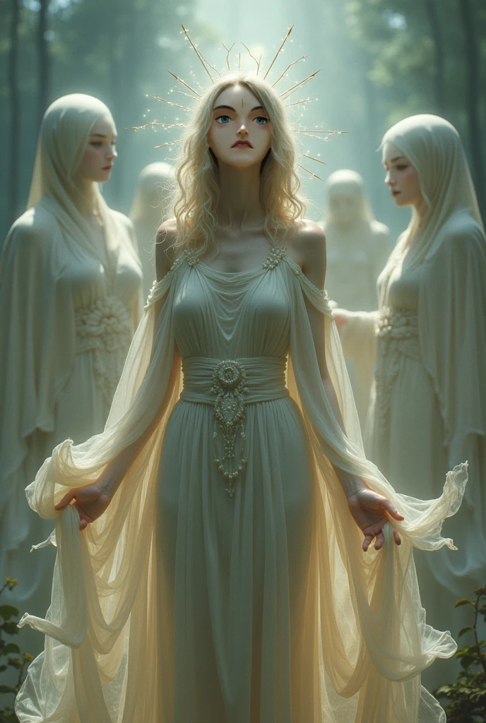 Houris are heavenly women, fully covered, beautiful, fair-skinned, and radiant. Their legs are visible through 70 layers of garments, with lips like rubies, and large eyes where the black part slightly exceeds the white, and the white part is luminous.
