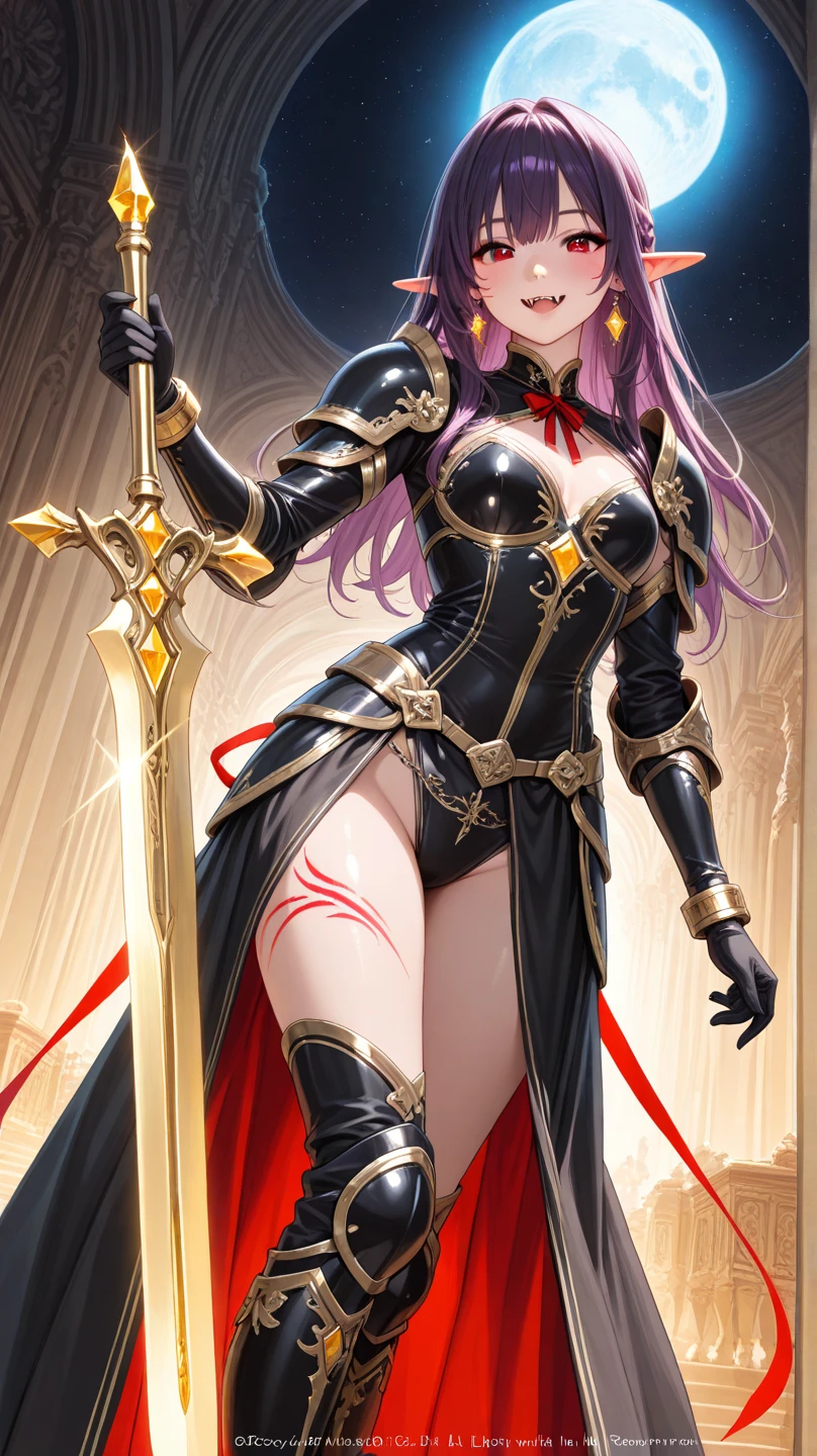 a close up of a woman holding a sword and a sword, shalltear bloodfallen, shalltear from overlord, Ayaka Genshin impact, gapmoe yandere grimdark, holding a sword on her shoulder, Female protagonist 👀 :8, gapmoe yandere, Female action anime girl, ayaka game genshin impact, fate grand order, The expression is an
