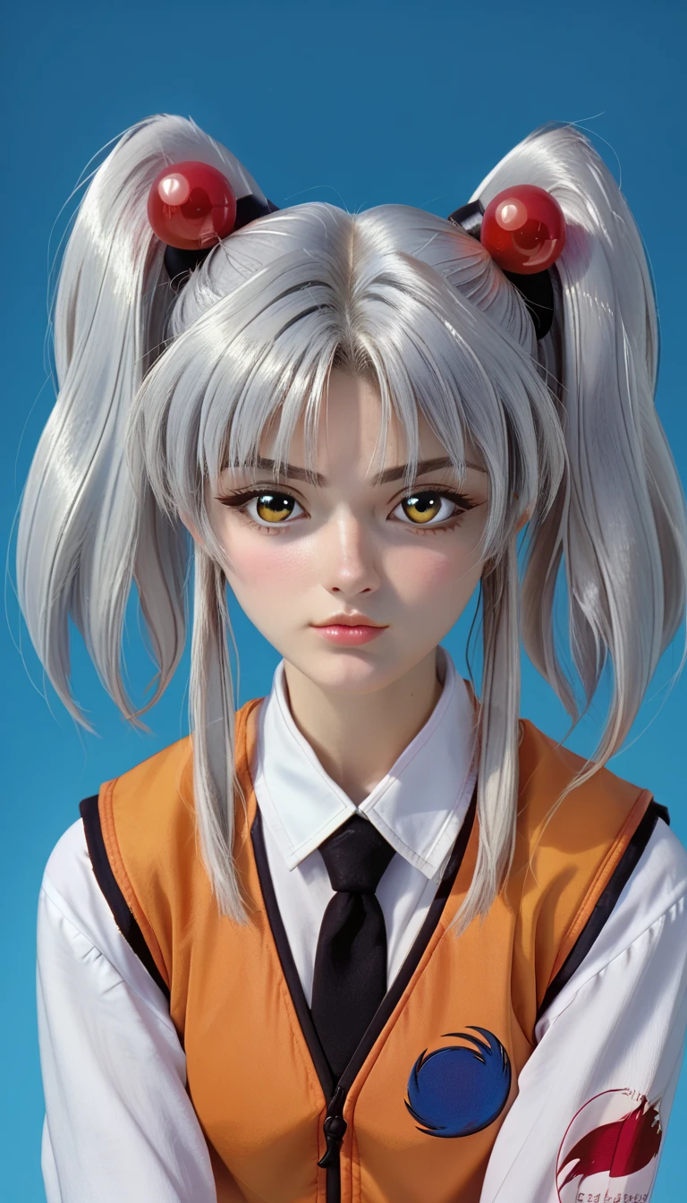 masterpiece, best quality, highres, 1girl twintails hair ribbon, grey dress <lora:kikoru_shinomiya:1> photorealistic