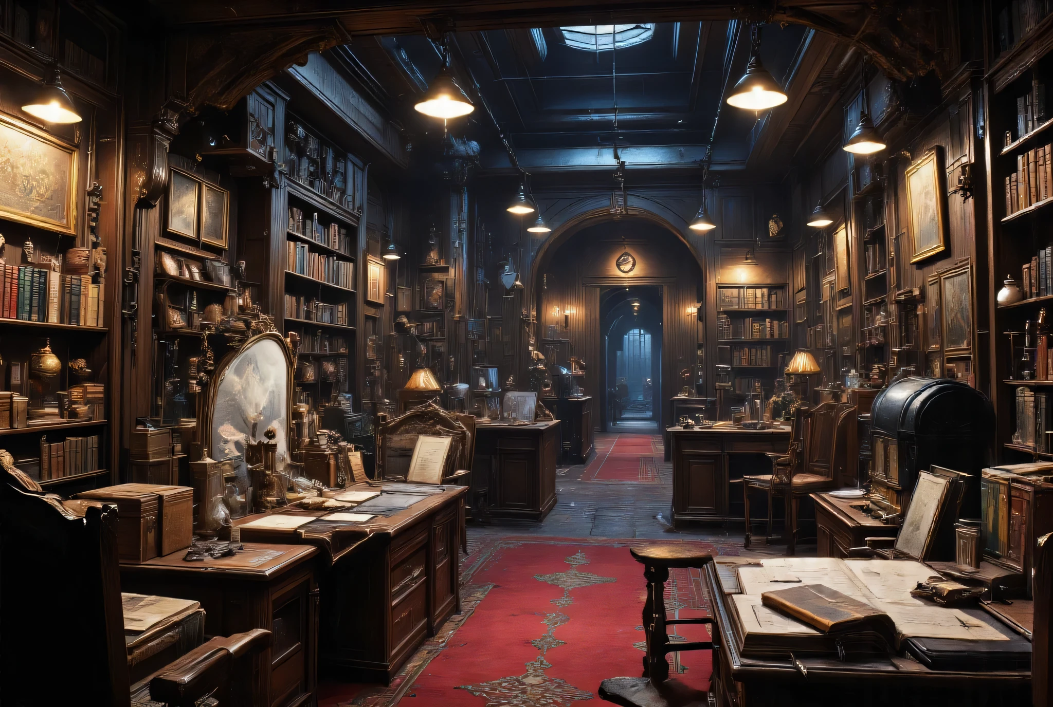 masterpiece, High Definition, Illustration, anime style, a room with a collection of occult artifacts, or even that it’s structurally unstable and unsafe, a palpable layer of mystery and potential danger.