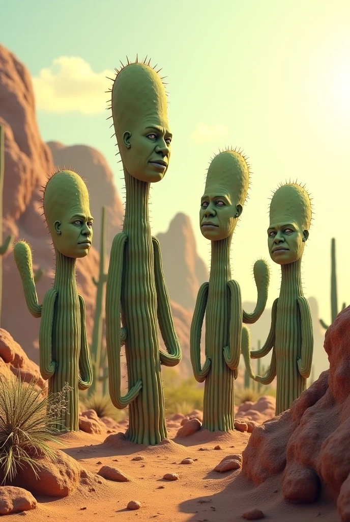 Create a square where there are several people with big heads. In this world people have very big heads