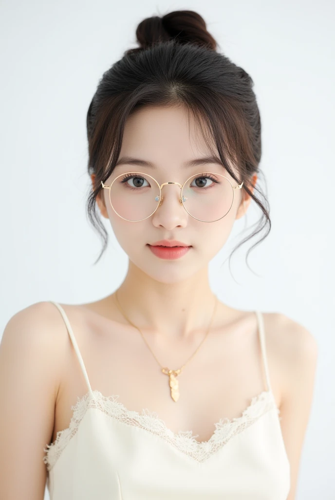 (Masterpiece, highest quality, super large resolution); (CG illustration); (a cute and cute girl); (sleepiness) (exhaustion); ((round-framed gold wire glasses)), (fashionable) (trendy); Rich colors, cyan, orange, yellow, green, cyan, blue, purple, fashion typography, magazine cover poster, hyper-detail, art, title, logo, label, badge, graphic design, detail post-processing, depth of field, high brightness, high saturation, more white space;