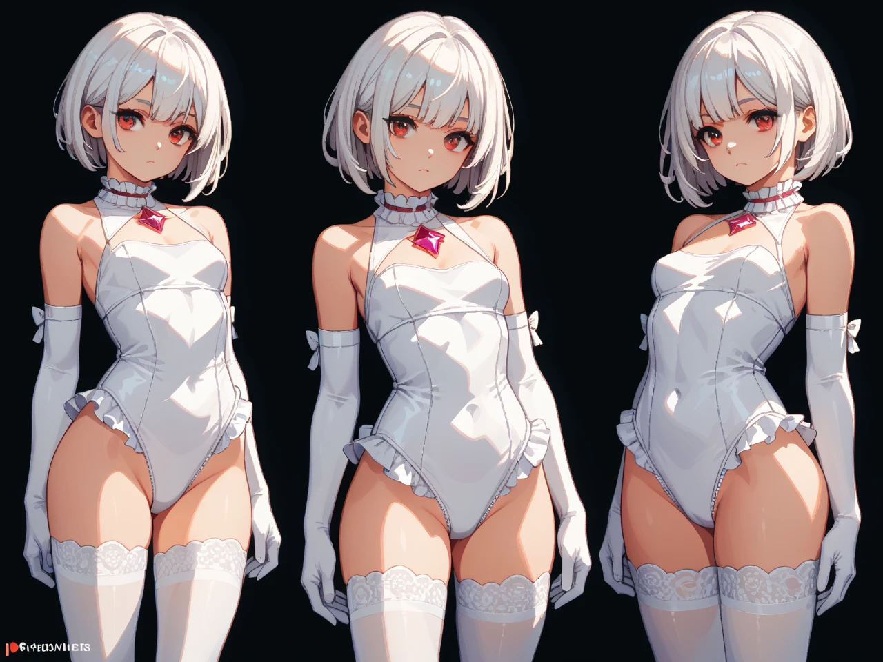 nsfw,1girl,White hair,(cut out:1.3),heart Pasties,maebari,masterpiece,best quality,very aesthetic,absurdres,saturation,socks,low straight-on,looking at viewer,lovely,legs_together,tan,High Contrast,nipplecut out