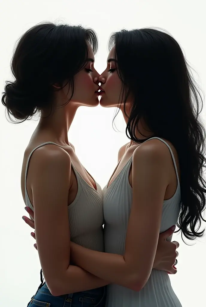 Tabletop、masterpiece,(Naked and pressing her breasts:1.4) (Stock Emphasis:1.3)、Glamour、Natural light、 Attention to detail, Depth of written boundary, 135mm, Textured skin, Super detailed, high quality, Awards, 最high quality, High resolution, 8K, White skin,Random facial expressions、(Two women facing each other:1.5),Correct skeleton、smile,(Big Breasts),(Fat Belly),(Thick thighs),(Toned arms),(Big Ass),(Beautiful back),(Side Shot;1.3),(Side view:1.5),(Black background)