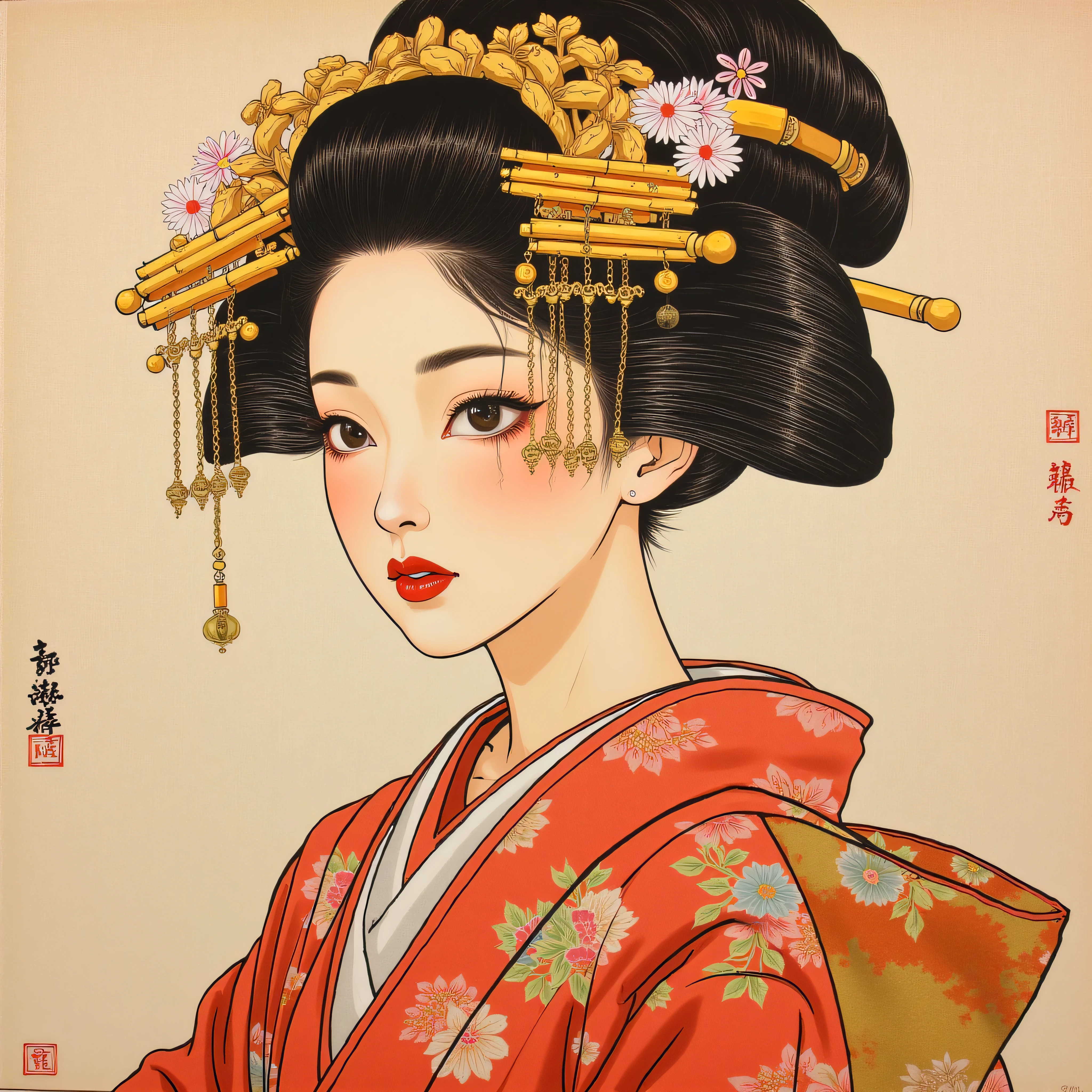  Japanese painting, beauty,female