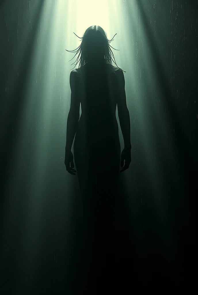 In a dark room inside a lighthouse, at the back of the room, There is an arch where in the darkness you can only see 2 human feet, only the feet of the body hanging by a supposed rope, that are illuminated by a beam of light, the other half of the body cannot be seen due to the darkness of the room.