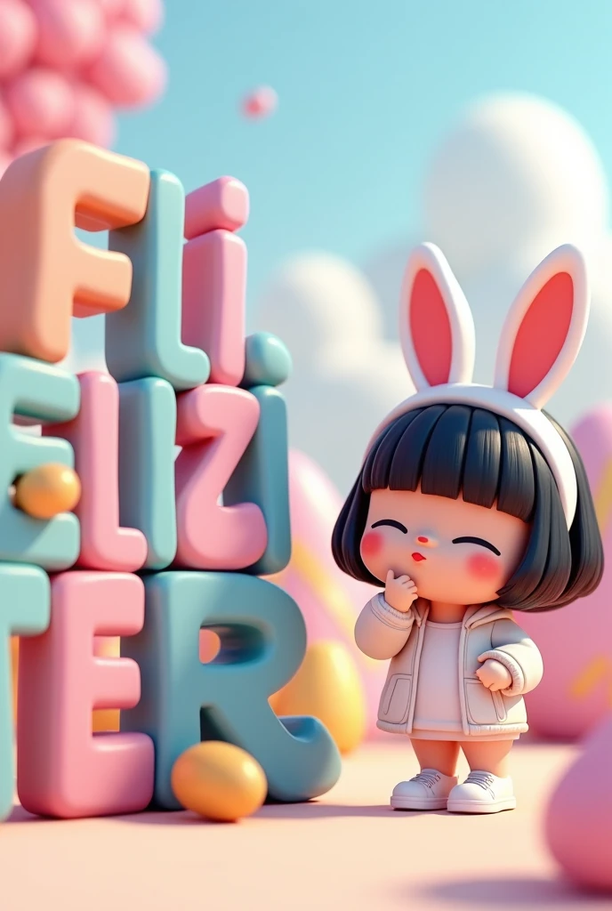 Q version of cute beautiful girl,Dumb cute,duck sitting,(Big eyes),Small mouth,(((with short black hair,Braid))),looking at me,(JK school uniform,Meticulous portrayal),((Figures,blindbox)),((Colloidal material,crystal-clear,Good light transmission)),(Disney style),high qulity,high detal,(super-fine),16K resolution,(Overlooking),(Macro lens),((Works of masters)),((Full body like)),((solid color backdrop)),pink lighting,(((Round thick base:1.3,Graphical model basics))),(Ray traching),((Blue and purple majority)),(((Glass cover)))