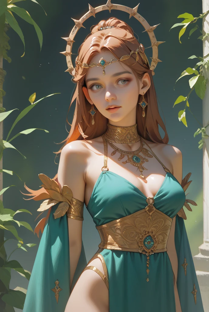 elf girl, delicate trait, masterpiece, long hair, redhead, delicate freckles, green and beautiful eyes, blurred background, medieval, beautiful face, pink and beautiful lips, beautiful breasts, medium chest, 8k, RAW photo, best quality, professional lighting, photon mapping, radiosity, physics-based rendering, sexy pose, extremely delicate and beautiful work, white dress --auto --s2
