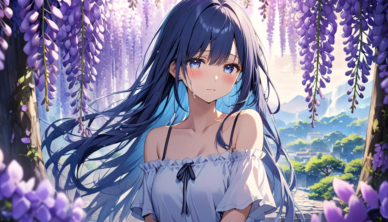 ((Highest quality)), (Very detailed), ((Very detailed)), (beautiful), ((pretty girl))、Cute and pretty young woman, Straight hair, amount, Compensate, smile, loose summer dress, shading, Contrast Magic, Light color effect, 2.5D, delicate and dynamic、Long Hair, blue eyes, Hair between the eyes, Blue Hair, Ripping a skirt,Destroy the white bikini,Destroy the white bra、White underwear,Jewels in the sky,Accessories not included（1:2）,壊す looking at viewer, Destroy the white background (masterpiece:1.2), Highest quality, High resolution, unity 8k wallpaper, (shape:0.8), (Beautiful and beautiful eyes:1.6), Very detailed顔, Perfect lighting, Extremely detailed CG, (Perfect hands, Perfect Anatomy)、Please show me your whole body(1:2),blush,smile、smile、Open your mouthbeautiful, Dynamic Lighting, Light Particles, sunlight, Shadow
