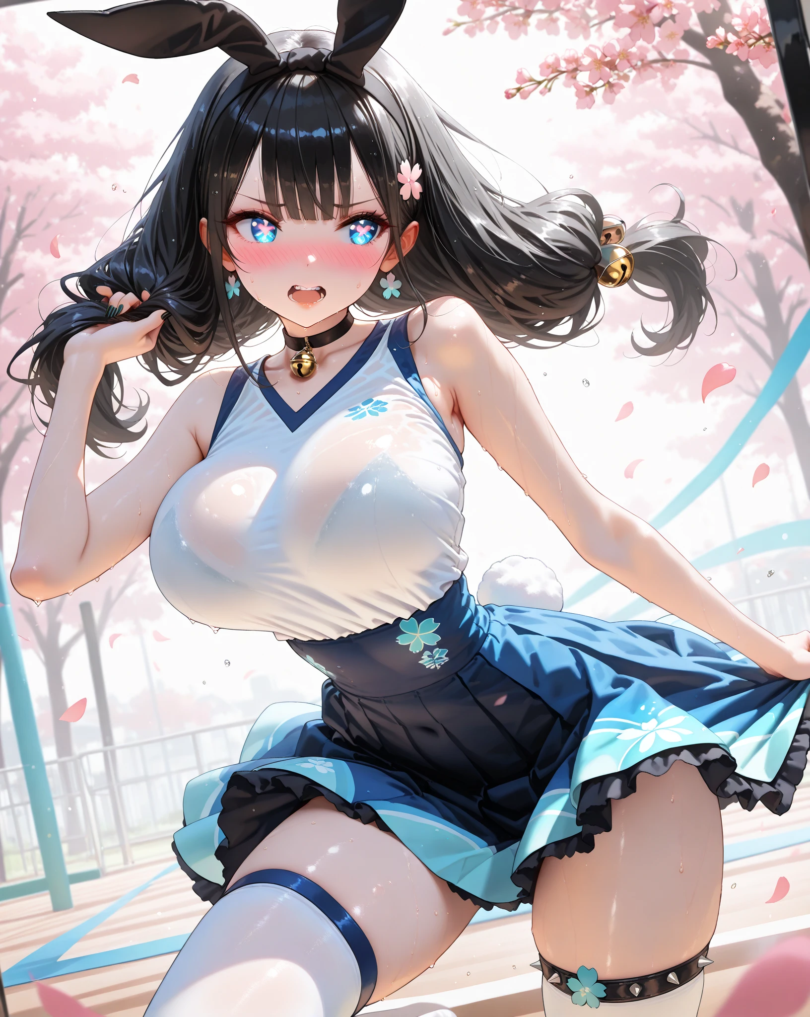 (best quality), 1 girl, ultra-detailed, illustration, yang guifei, garden, (ballerina), leotard, cleavage, (tutu:1.2), ballet flats, standing