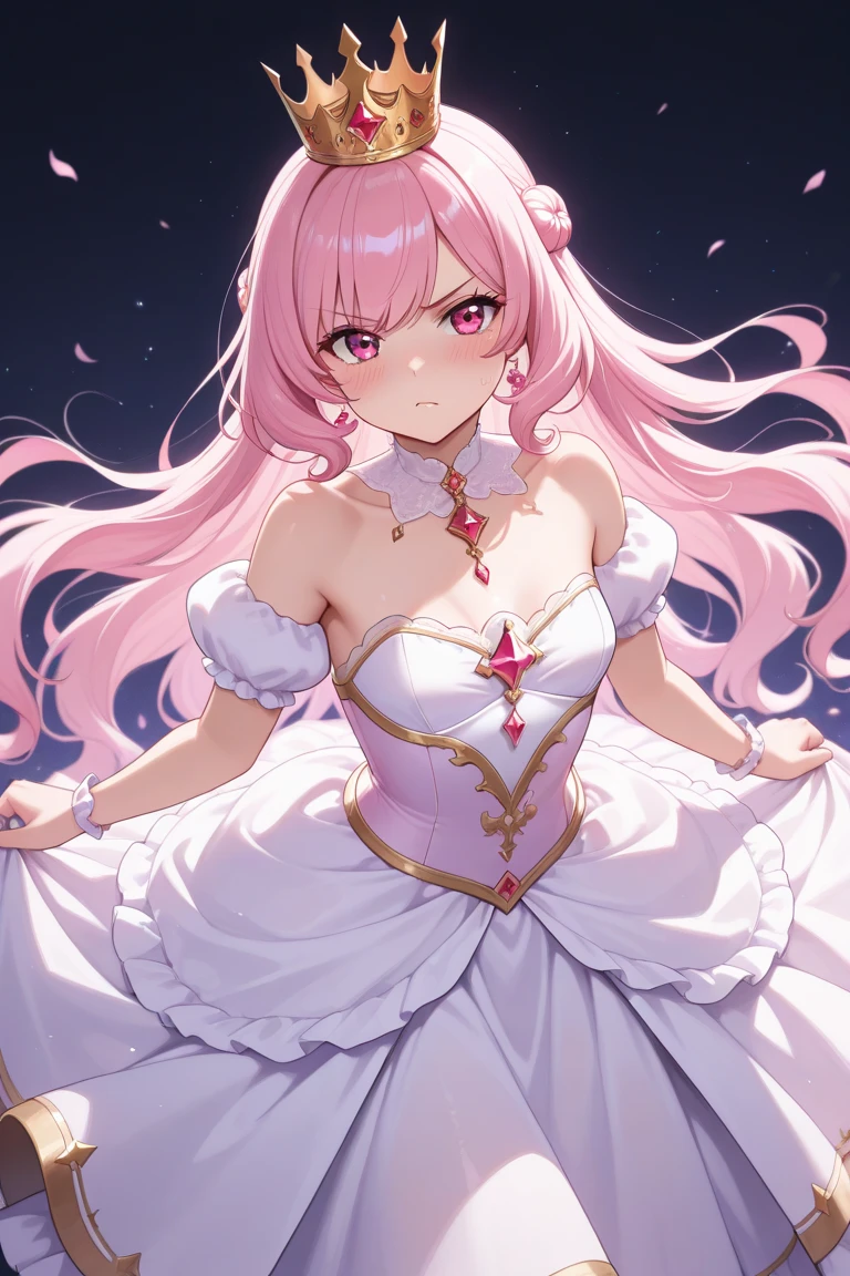 (((ultra detail game CG))), (((ultra detail background))), (((ultra detail girl))), (((ultra detail clothes))), (((best quality))), (((masterpiece))), (((ultra detail satin shading))), ((14 years old)), (((pink magical girl))), (((pink satin dress))), (((pink satin pleated skirt))), ((pink short hair)), ((pink eyes)), (((white satin long gloves))), ((white satin knee socks)), ((white satin cloak)), ((night sky)), ((fighting)), standing, ((ashamed)), ((((blushed)))), (((ecstasy))), ((tired)), (((hypnosis))), ((closed eyes)), ((defeated)), ((kiss))