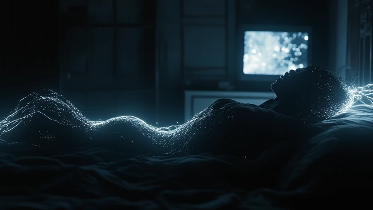 emaciated naked body.very thin skinny girl. fabulously long thin legs in heels. flies above the ground. in the illuminated bedroom flies. aura of magic around the body glow. face is scared. covers her chest with her hands.
