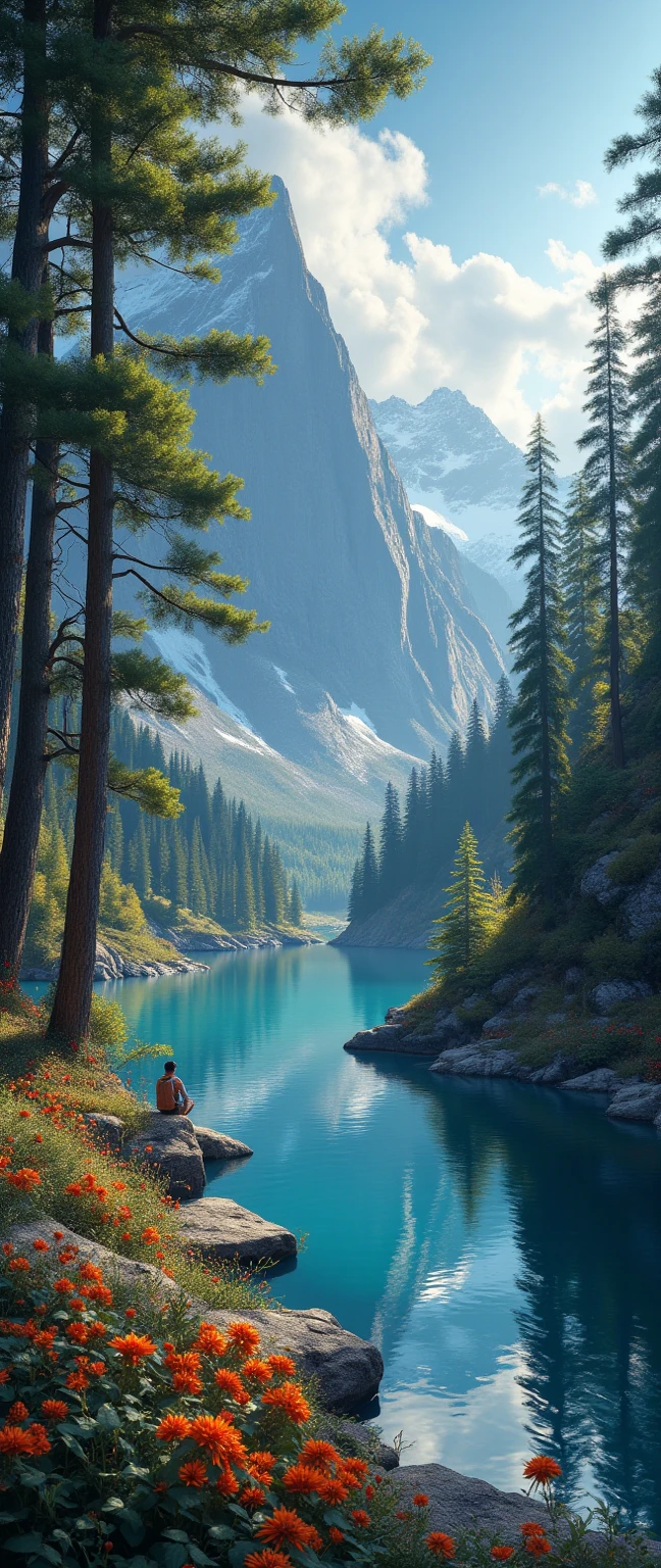 masterpiece、最High Definition DVD、High Definition DVD、Detailed CG Unity 8k Wallpaper、 Scenery、 Scenery、 no humans 、Mountain、 Scenery、water、tree、色とりどりのflower、nature、lake、award-winning photos from my travels、 deeply written 、high resolution、flower、 Color Difference、photorealism、very detailed、Art Station、 CG social trend 、complicated、High detail、Dramatic