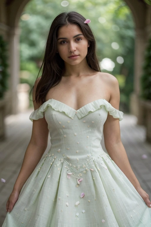 1girl, Fairuza Balk (age 18), stunning detailed eyes, sheer airy gown with flower embroidery spilt down the front, nude underneath, walking through a well tended flower garden, midday, full body shot, 1990s, (best quality,4k,8k,highres,masterpiece:1.2),ultra-detailed,(realistic,photorealistic,photo-realistic:1.37),HDR,UHR,studio lighting, ultra-fine painting,sharp focus,physically-based rendering,extreme detail description,professional,vivid colors,bokeh,portrait