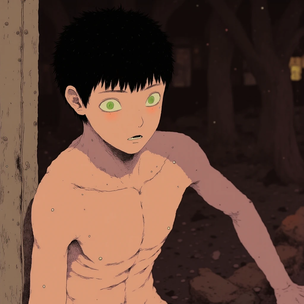 1man, Amazon rainforest, (anime), bizarre scenario, Junji Ito, Yusuke Murata, black and white, 8k, anime, horror