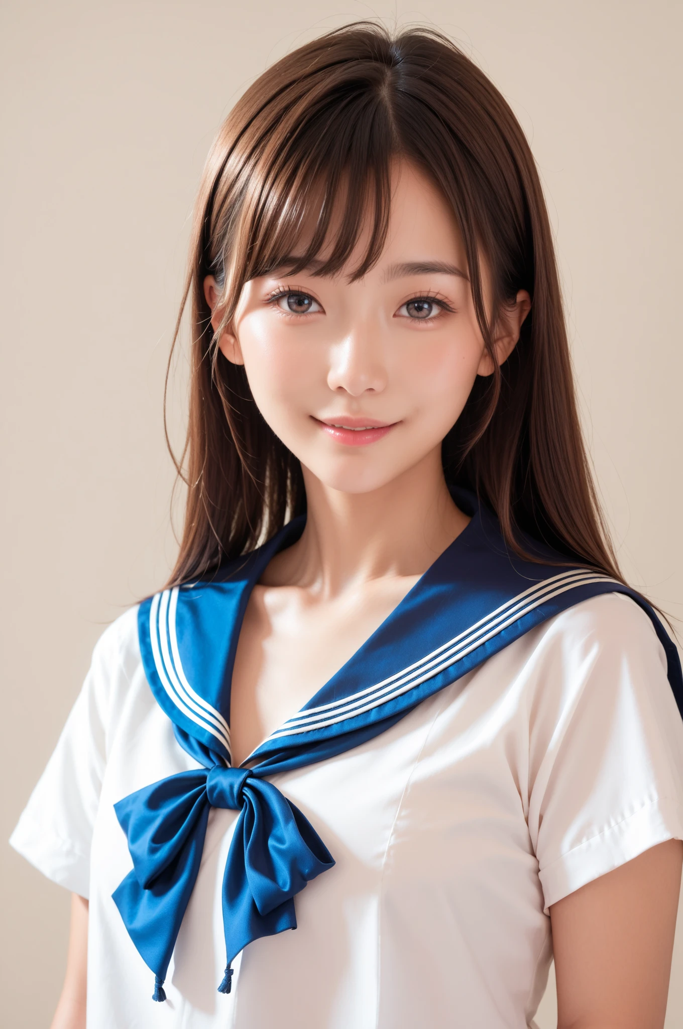 (masterpiece, highest quality, highest quality, beautifully、aesthetic:1.2), (1 girl), colorful, Most detailed, Perfect Face, Upper Body, High resolution, Sailor suit, Impressive visuals,Big Breasts,