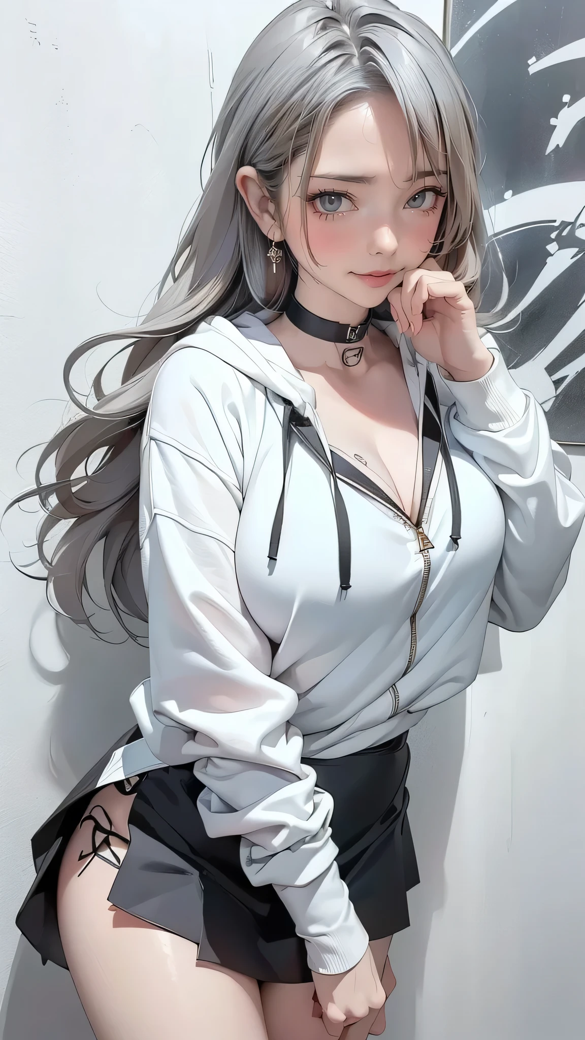 (magazine cover), (illustration), Sweet expression, Lying down, White glasses, super long white hair, (8k, original photo, Reality:1.25) ,( Lip Gloss, eyelash, Bright face, Glowing skin, best quality, Ultra-high resolution , Depth of Field, Chromatic Aberration, Caustic lines, The width light, Natural shadows, Hallyu idol) Look at the audience with calm and goddess-like happiness, whole body, Large Breasts, White lingerie, black, Transparent shirt, White shirt, secretary, Octane Render,  (magazine:1.35), (cover-style:1.35)