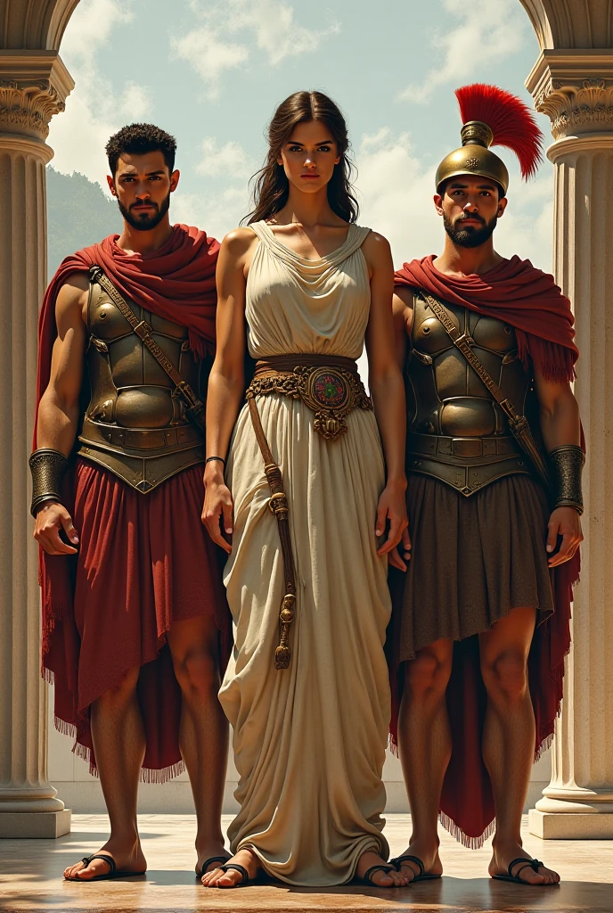 Three man next to one woman heros of ancient rome empire