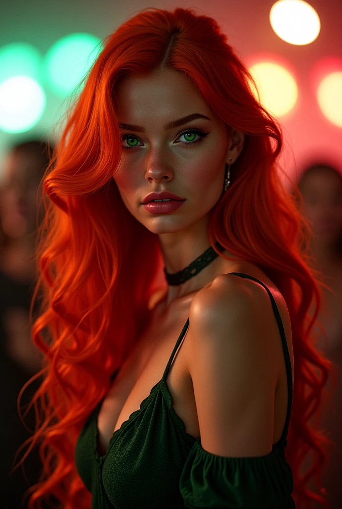 unreal engine:1.4,UHD,The best quality:1.4, photorealistic:1.4, skin texture:1.4, masterpiece:1.8,Beautiful woman ,(red crystal dress), (Beautiful and detailed eye description), (giant crystals background:1.4),Primer plano de la Upper part of the body, blush, (Red hair:1.4), portrait, Upper part of the body, Looking at the observer, detailed background, detailed face, (Crystal clear AI, Crystal theme: 1.1), Elemental Fire Elf, rotation fire,