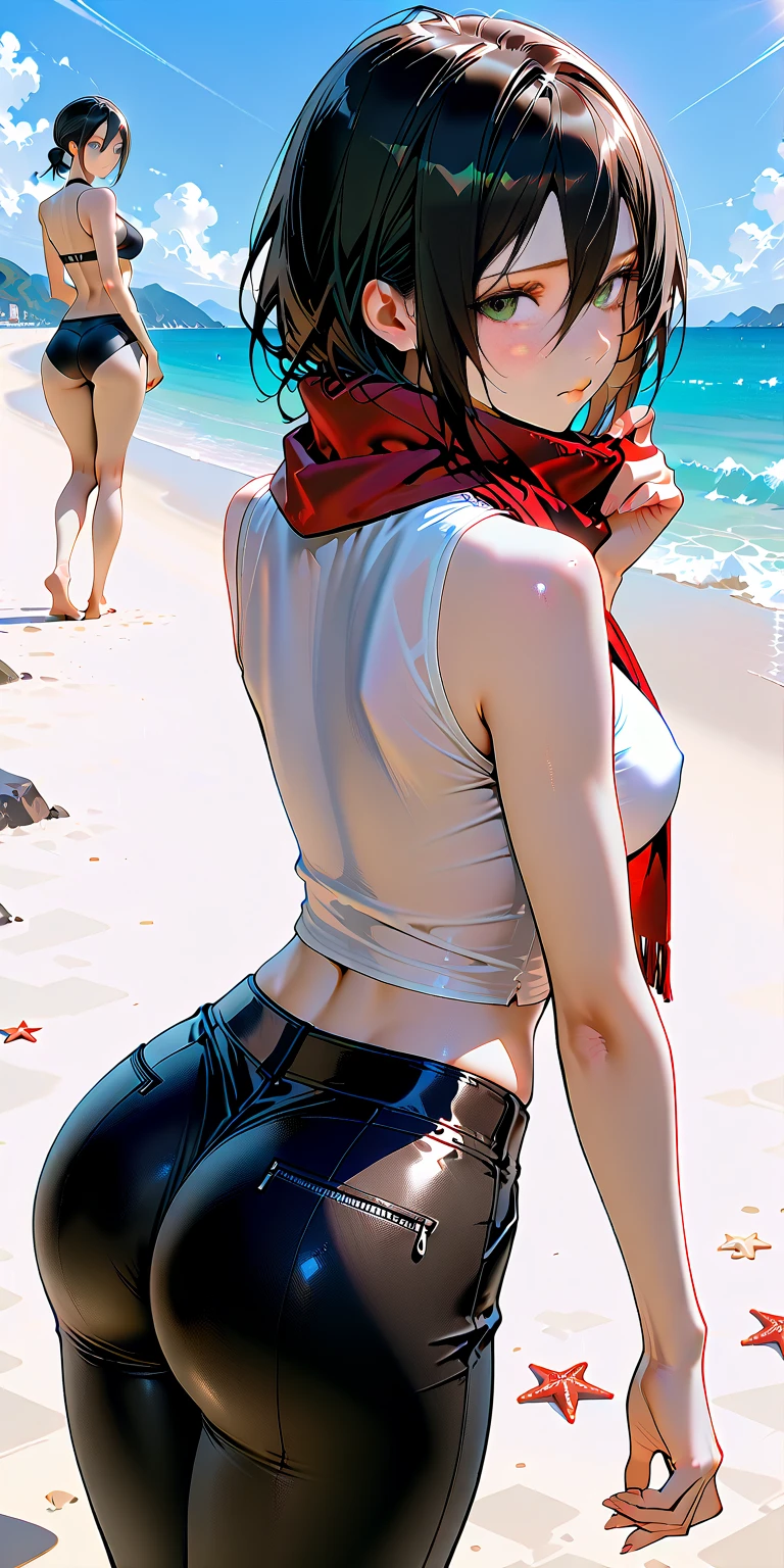 (Low angle shot:1.2), girl in bikini, beach,(From below:1.2)