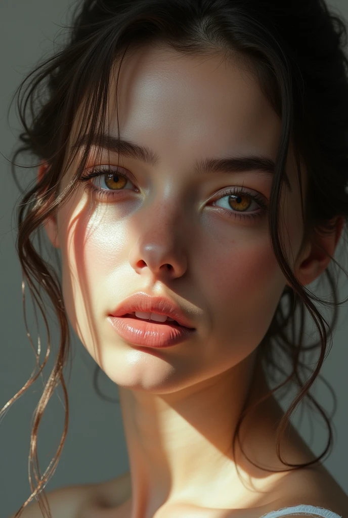 (((ultra realistic))) Photo, Masterpiece, Superior quality, (pale skin), (ultra detailed face and eyes.:1.3), 1 girl,  adult, old, vagina,   (naked: 1.43), (eye makeup, mask) , ((big detailed lips)), ((ash wavy hair)), ((Chiolka)) , (natural breasts), thin waist. ((posing)), selfie, free area, night,(night lighting), (The game of lights and shadows), depth of field, bokeh, (Special attention to leather details.: 1.2), detailed leather texture, skin pores. (Airy frame environment.. Color range: delicate, bright, White, Pink tones), DR, ((film grain)), ultra detialed, whole body, evening
