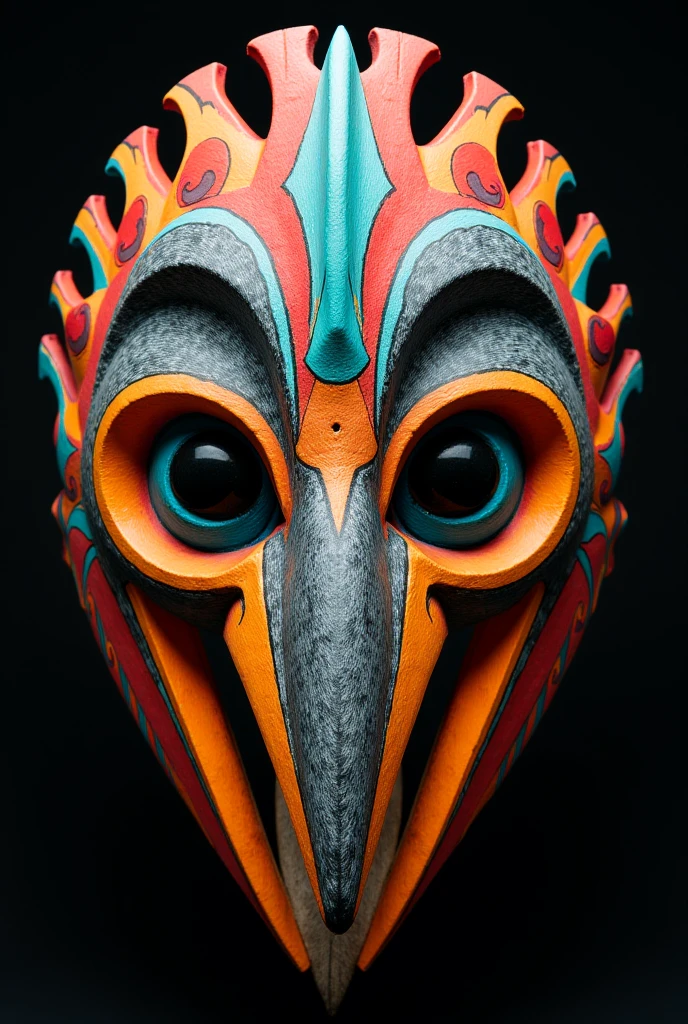 Naked woman showing face and holding Mexican eagle mask

