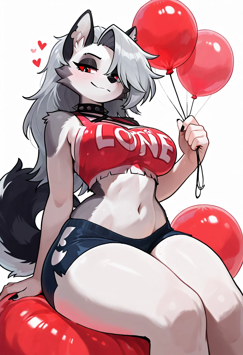 High quality, masterpiece, ultra-detailed, highly detailed outfit, choker, without bra, very tight evening dress, 2 girls, peaceful expression, long hair, fox ears, enchanting shiny eyes, ridiculously large breasts, laying on bed, bedroom, many heart-shaped balloons, large amount of balloons
