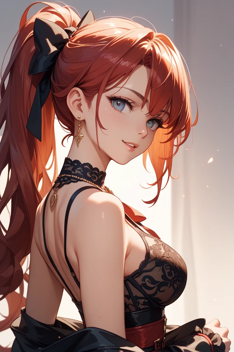 (Masterpiece, Best quality), lupus_BETA, Hat, choker necklace, Black dress, standing