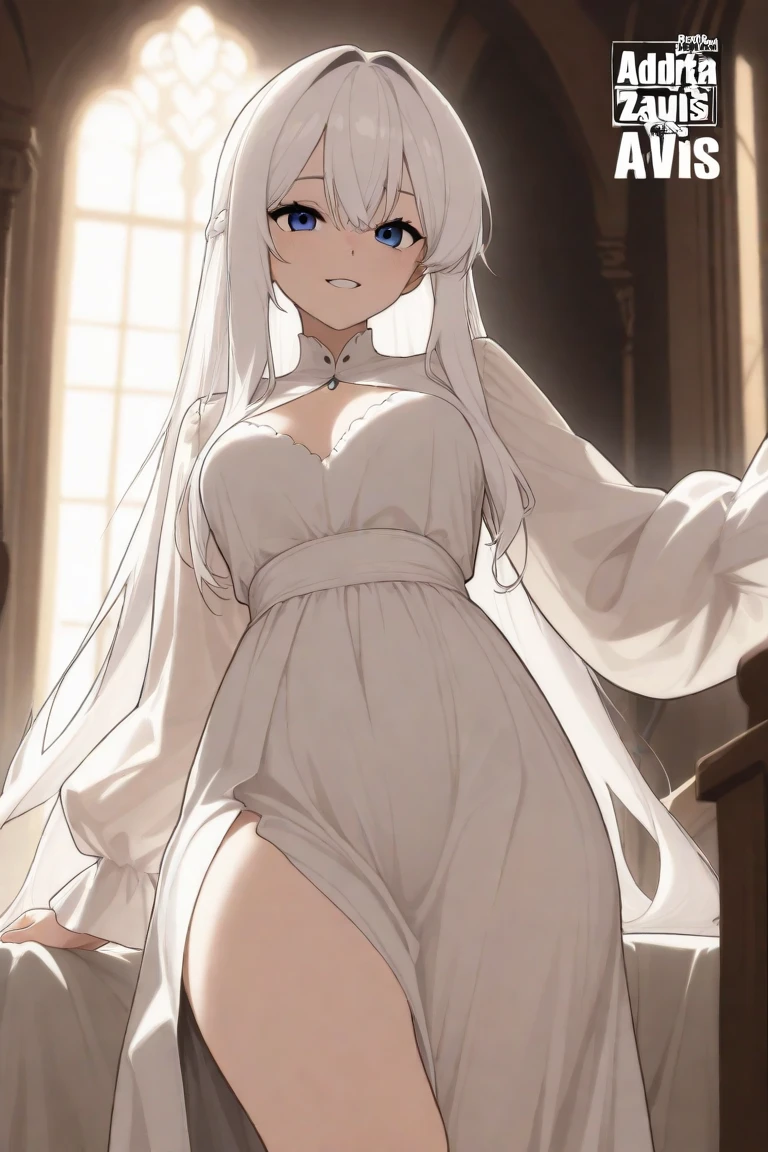 {{cowboy shot, straigh-on}} {{Artist: Sincos}} 1boy, solo, elegant male, mature, androgynous, elf, pointy ears, silver hair, long hair, bangs, straight hair, blue eyes, long eyelashes, lips, thick thighs, wide hips, narrow waist, flat chest, huge ass, smug, black evening gown, sleeveless, revealing clothes, looking back, outdoors, town, looking at viewer, standing, night, medieval fantasy.
