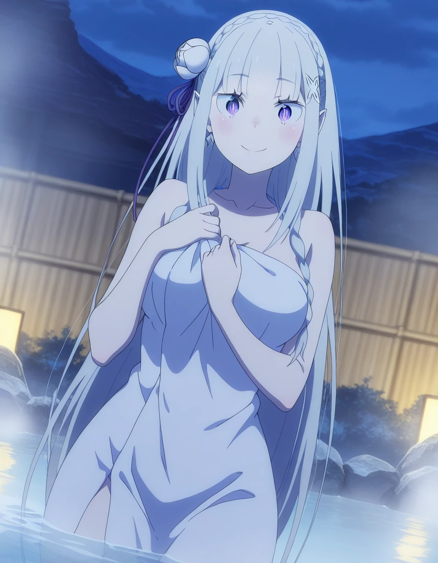 A nice white shirt that lets you see. 、Light blue flared skirt with ruffles、She lifts her skirt with both hands to show off her pretty white underwear.、Cute white underwear visible when you lift your skirt.、sandy beach, beautiful sea, night and starry sky small breasts 