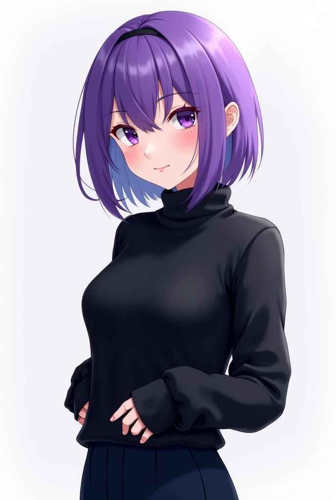 1 girl,short hair,bare,dark purple hair,purple hair,light blue eyes,Two-tone hair,Thighs,Two-tone eyes,grabbing_own_breast,straight-on,masterpiece,best quality,very aesthetic,absurdres